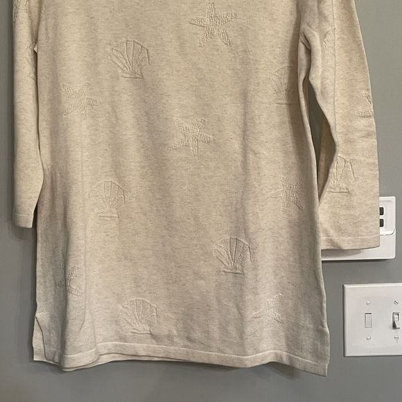 Talbots Sweater Lightweight 3/4 Sleeve Sea Shells Women’s Medium NWT - Picture 3 of 14